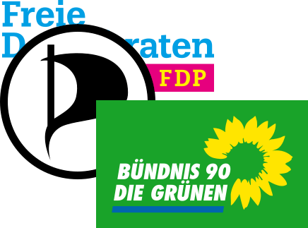 Logo FDP, Piraten, Die Grünen Parteien